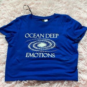 NWT Divided Ocean Deep Emotions Baby Tee Royal blue Size small🌊💙